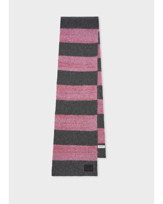 Paul Smith White And Lambswool-Blend Block Stripe Scarf