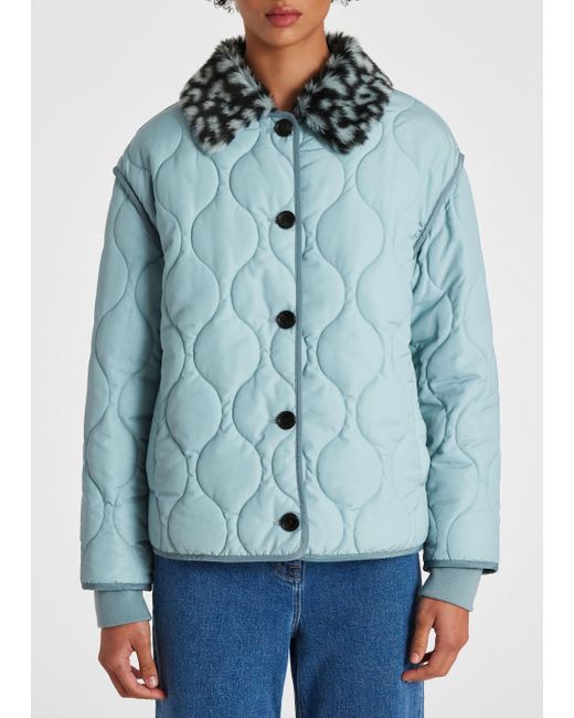 Paul Smith Womens Quilted Jacket in Blue | Lyst