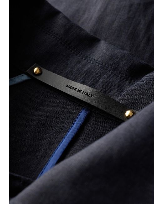 Paul Smith Blue Linen Raglan Mac for men
