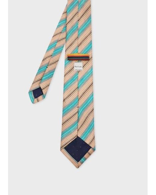 Paul Smith Blue And Mix Stripe Linen-Blend Tie for men