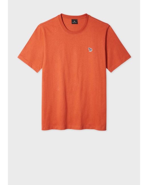 Paul Smith Orange Rust Organic Cotton Zebra Logo T-Shirt for men