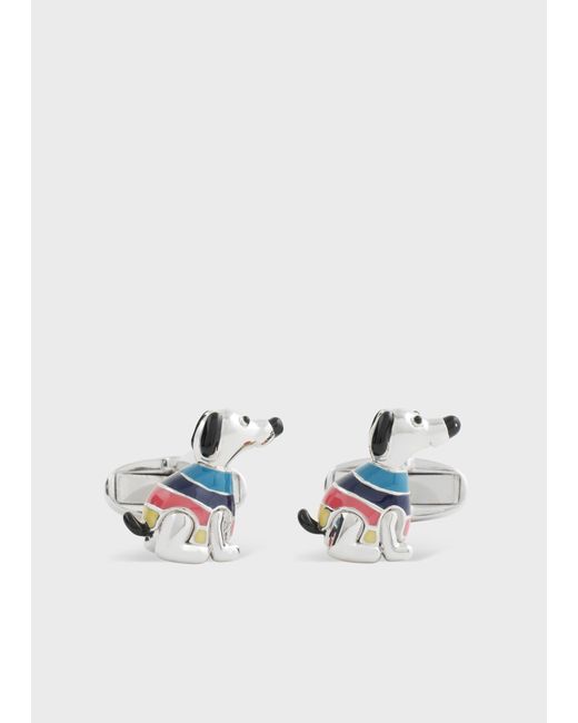 Paul Smith Blue 'Stripe Jumper' Dog Cufflinks for men