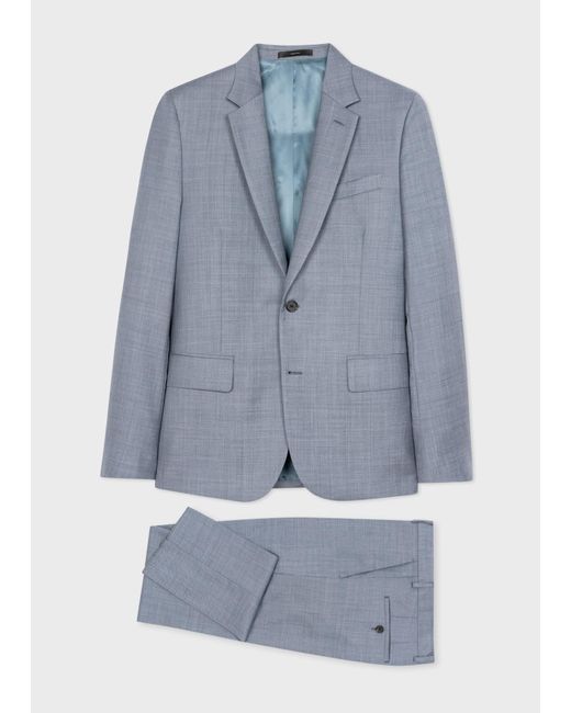 Paul Smith The Soho - Tailored-fit Grey Blue Wool Sharkskin Suit for men