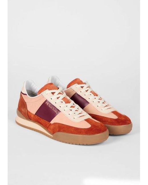 Paul Smith Brown Nubuck 'Dover' Colourblock Retro Gum Trainers