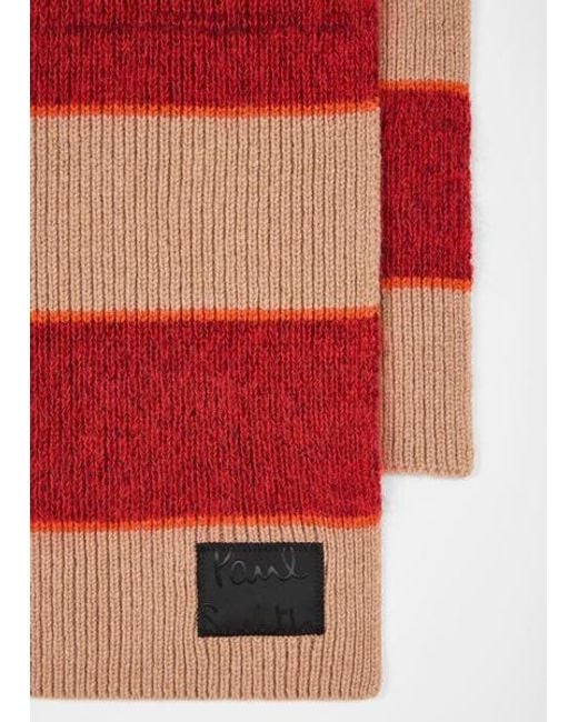 Paul Smith Red Mohair Block Stripe Scarf