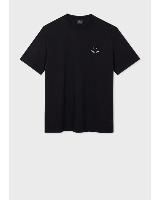 PS by Paul Smith Black Mens Ss Reg Fit Tshirt Ps Happy for men