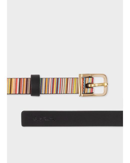 Paul Smith Natural Leather 'signature Stripe' Belt Multicolour