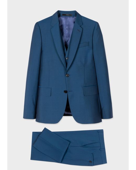 Paul Smith Blue The Soho - Tailored-fit Indigo Wool-mohair Three-piece Suit for men