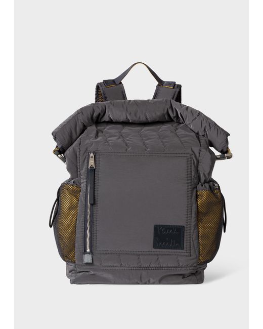 Paul Smith Black Grey Roll-top Backpack for men