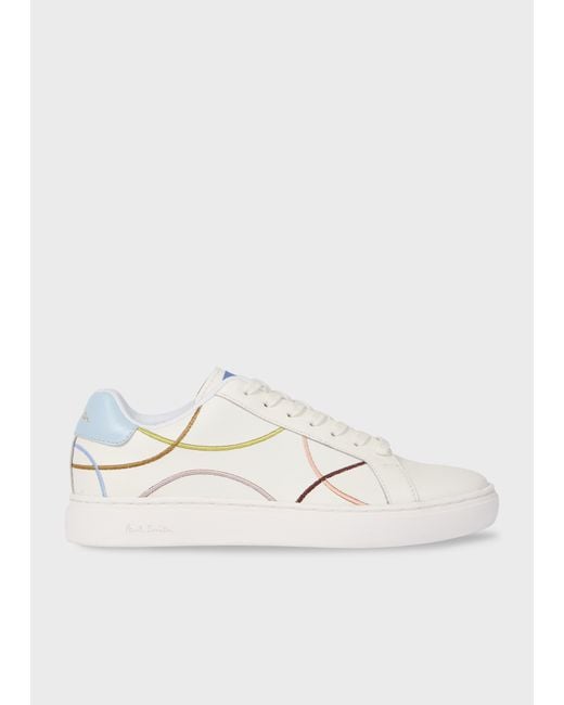 Paul Smith Natural 'Lapin' 'Embroidery Lines' Trainers