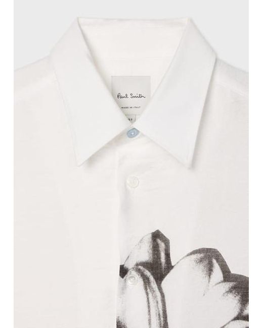 Paul Smith Gray Viscose-Blend 'Placement Daisy' Shirt for men