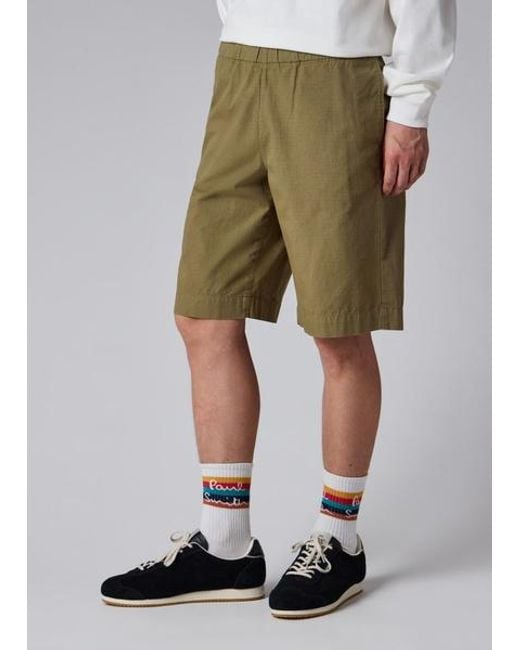 Paul Smith Gray Ripstop Drawstring-Waist Shorts for men