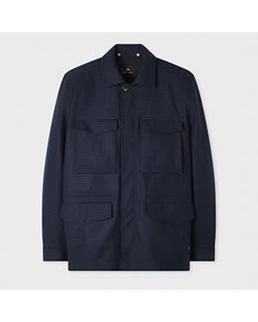 Paul Smith Blue Textured Wool-Blend Field Jacket for men