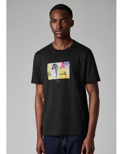 Paul Smith Black Organic-Cotton 'Patch Zebra' T-Shirt for men