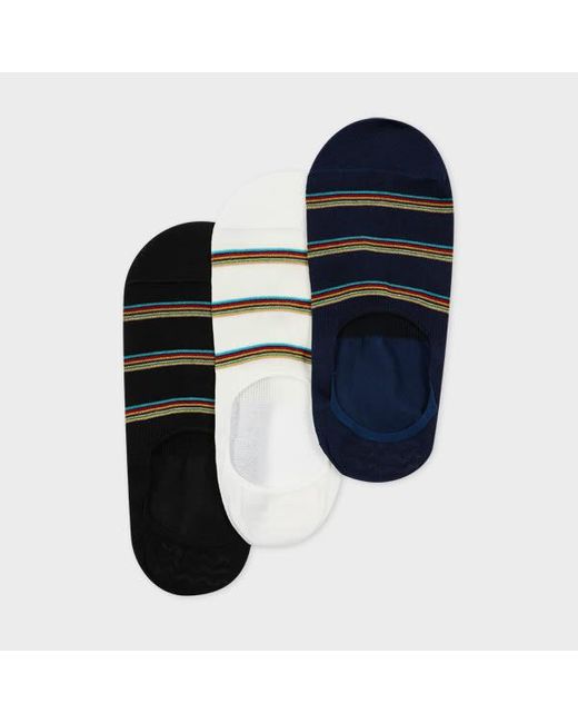 Paul Smith Blue 'Signature Stripe' Loafer Socks Three Pack for men