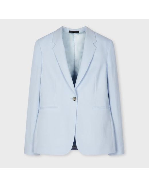 Paul Smith Blue Pale Linen One-Button Blazer