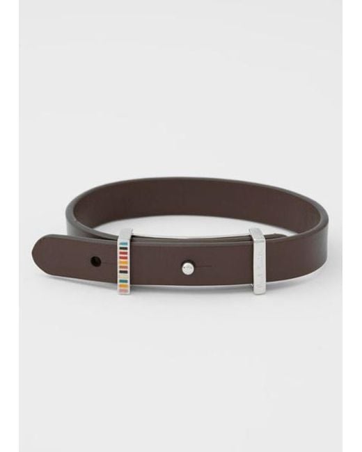 Paul Smith Metallic Signature Buckle Leather Bracelet for men