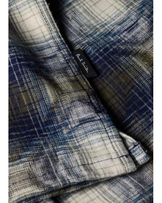 Paul Smith Blue Cotton Jacquard Check Overshirt for men