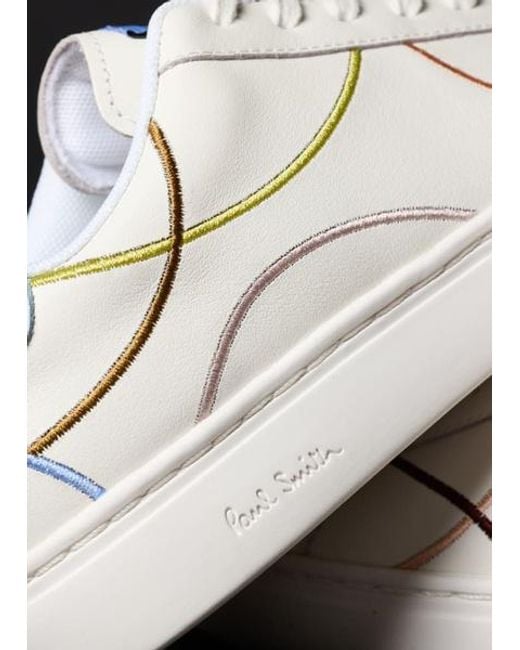 Paul Smith Natural 'Lapin' 'Embroidery Lines' Trainers