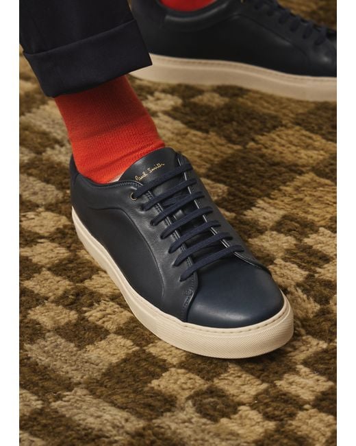 Paul Smith Blue Leather Navy Basso Sneakers for men