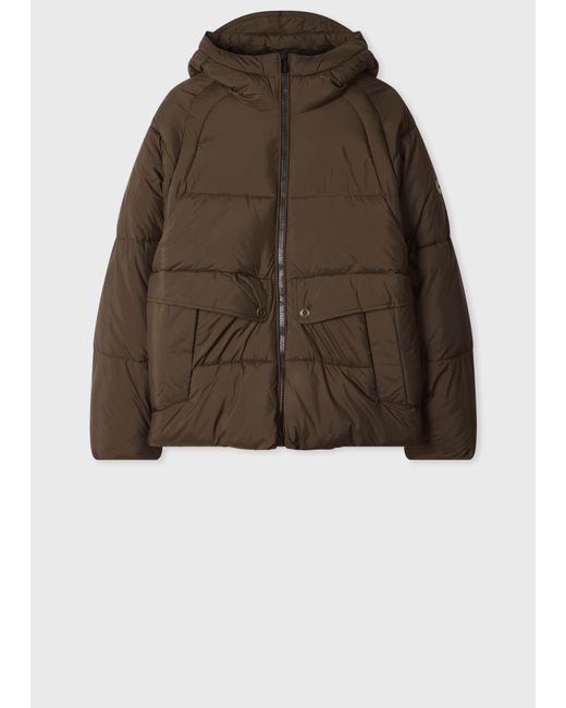 Paul Smith Brown Recycled Polyester Hooded Puffer Jacket for men