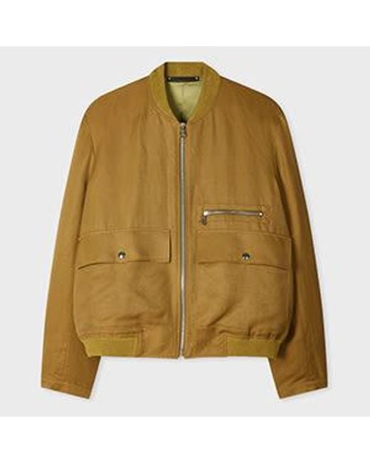 Paul Smith Green Khaki Viscose-Linen Bomber Jacket for men