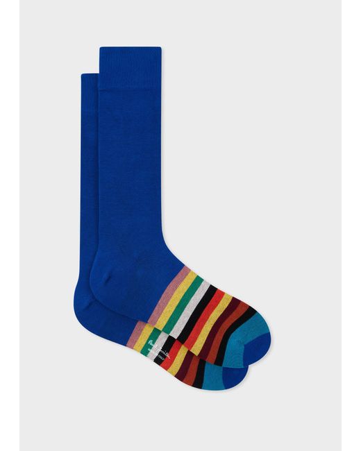 Paul Smith Cobalt Blue Stripe Tipping Socks for men
