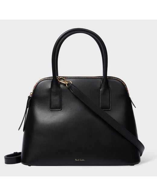 Paul Smith Leather 'Signature Stripe' Top Handle Bag in Black | Lyst