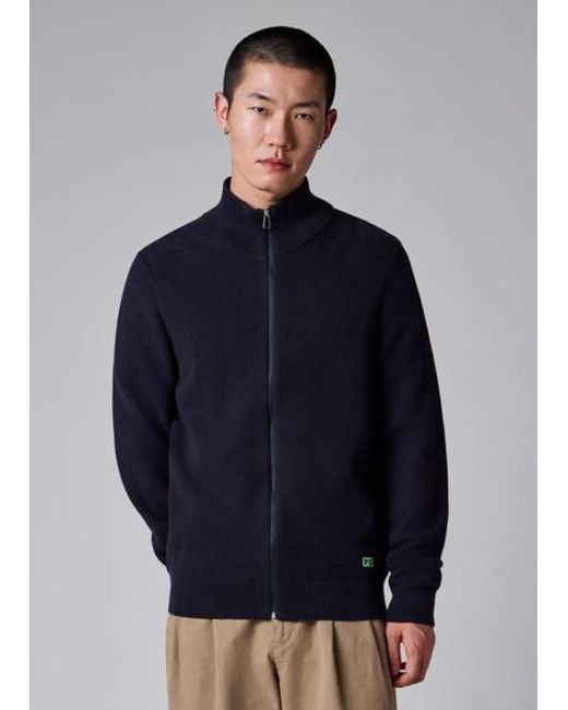 Paul Smith Blue Textured-Cotton Zip Cardigan for men