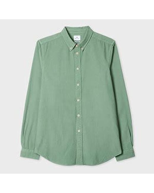 Paul Smith Green Pine Tailored-Fit Cord Shirt for men