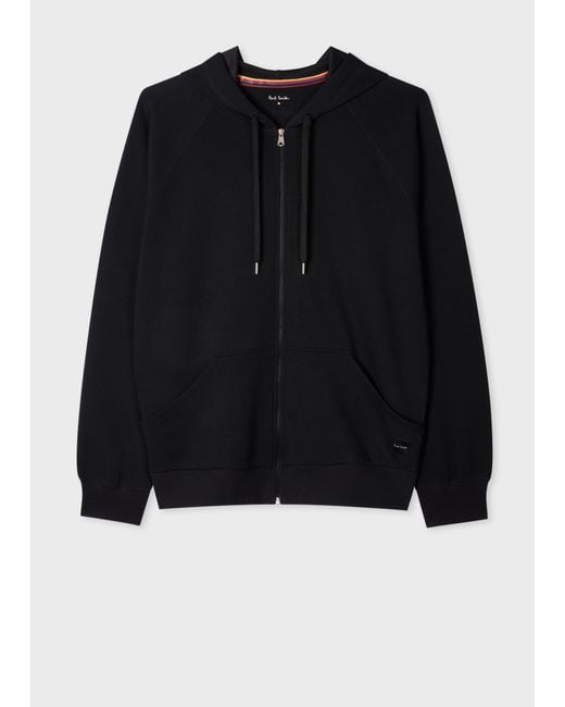 Paul Smith Black Cotton-Blend Zip Lounge Hoodie for men