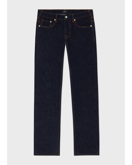 Paul Smith Blue Standard-Fit-Rinse 'Crosshatch Stretch' Jeans for men