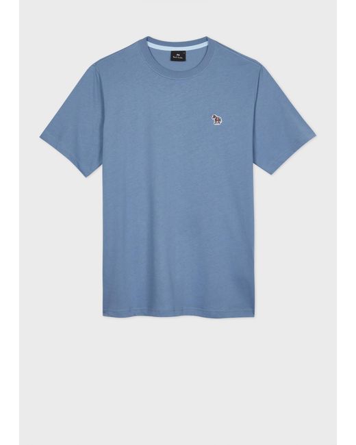 Paul Smith Blue Dusty Organic Cotton Zebra Logo T-Shirt for men