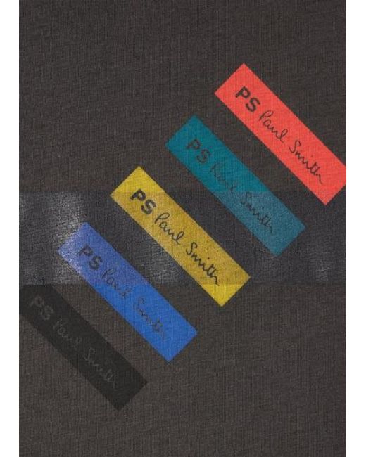 Paul Smith Gray 'Barcode' Print T-Shirt for men