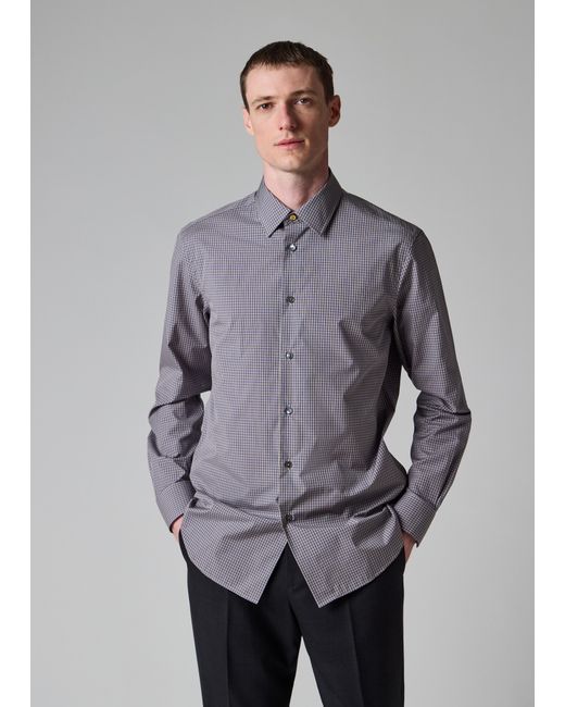 Paul Smith Gray Regular-Fit Gingham Shirt for men