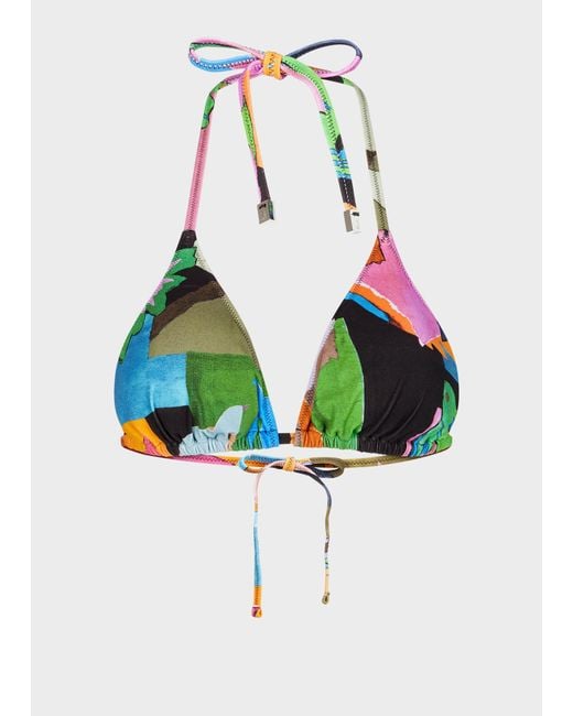Paul Smith Green Multicolour 'River Collage' Bikini Top