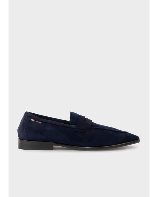 Paul Smith Navy Suede 'livino' Loafers Blue for men