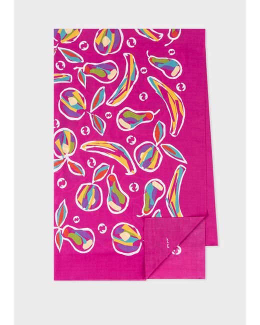 Paul Smith Pink 'fruit' Cotton Scarf