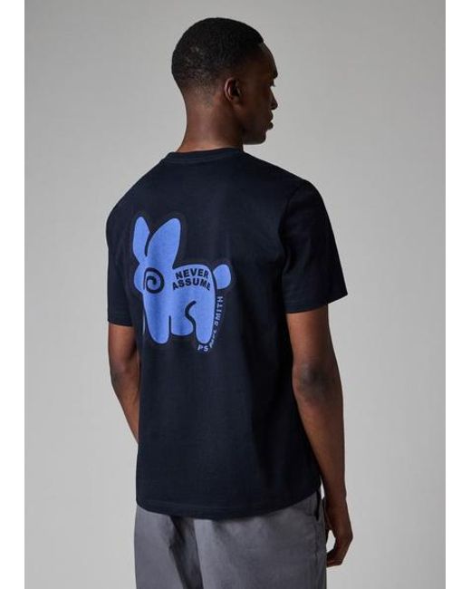 Paul Smith Blue 'Never Assume Bunny' Print T-Shirt for men