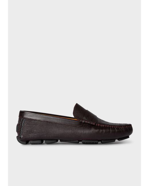 Paul Smith Black Burgundy 'colima' Leather Loafers for men