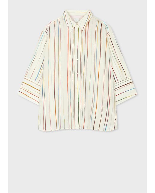 Paul Smith Natural Cream 'Signature Stripe' Pinstripe Silk Shirt