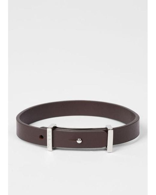 Paul Smith Metallic Signature Buckle Leather Bracelet for men