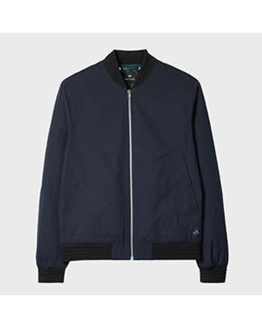 Paul Smith Blue Cotton-Blend Stretch Bomber Jacket for men