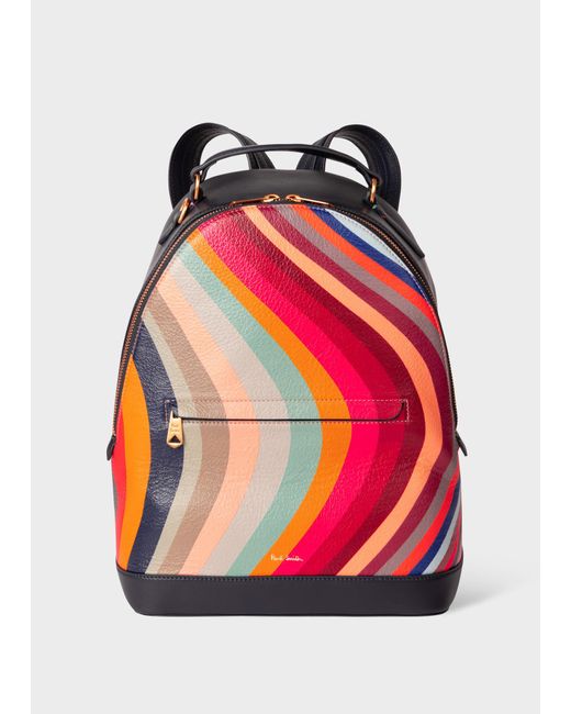 Paul Smith Red Leather 'swirl' Backpack Multicolour