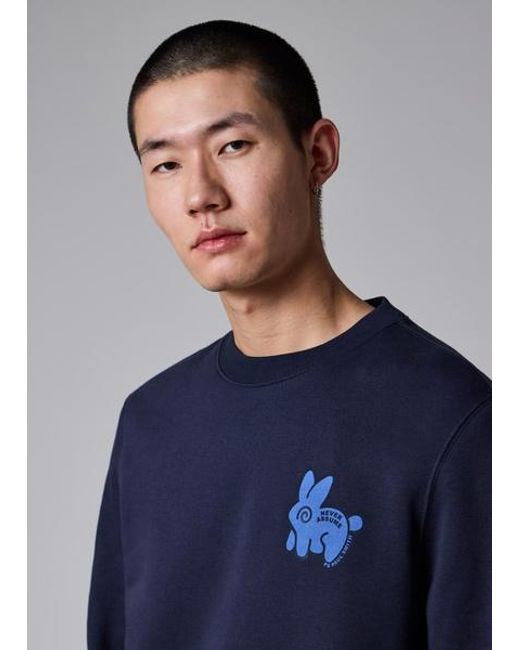 Paul Smith Blue 'Never Assume Bunny' Print Sweatshirt for men