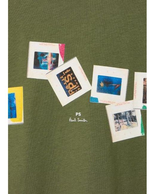 Paul Smith Blue Khaki 'Slides' T-Shirt for men