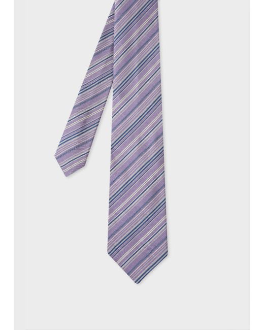 Paul Smith Purple Lilac And Blue Stripe Silk Tie for men