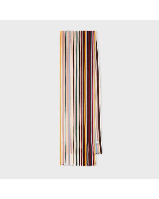 Paul Smith White Ivory 'Signature Stripe' Sheer Scarf