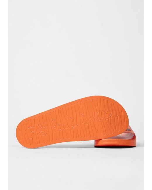 Paul Smith Orange Zebra 'Zed' Slides for men