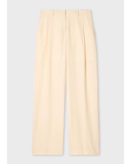 Paul Smith Natural Ecru Cotton Wide-Leg Trousers